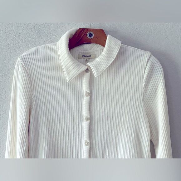 Madewell NWT Curved-Hem Polo Cardigan Tee Size Small | Heavy Weight - Picture 3 of 9